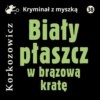 Biały płaszcz w brązową kratę