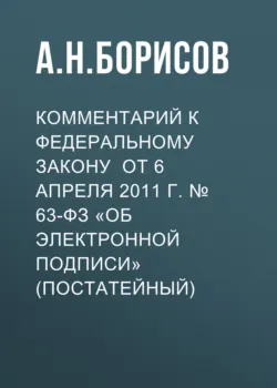 Комментарий к Федеральному закону от 6 апреля 2011 г. № 63-ФЗ «Об электронной подписи» (постатейный) - Александр Борисов