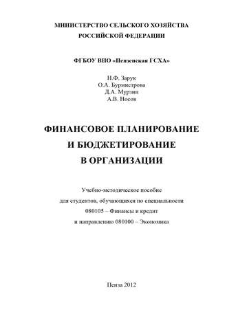 Обложка книги «Финансовое планирование и бюджетирование в организации»