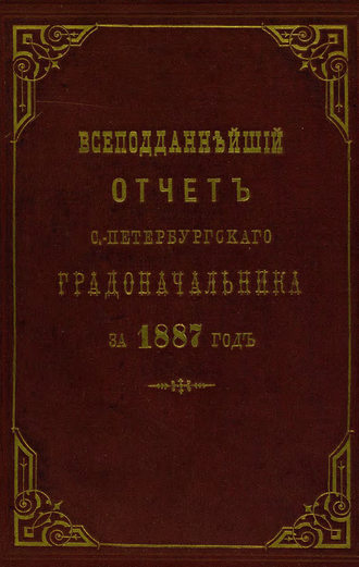 Обложка книги «Всеподданнейший отчет С.-Петербургского градоначальника за 1887 г.»