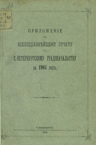 Обложка книги «Всеподданнейший отчет С.-Петербургского градоначальника за 1904 г.»