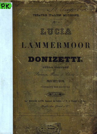Обложка книги «Lucia di Lammermoor de G. Donizetti»