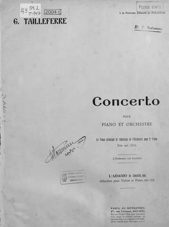 Обложка книги «Concerto pour Piano et Orchestre»