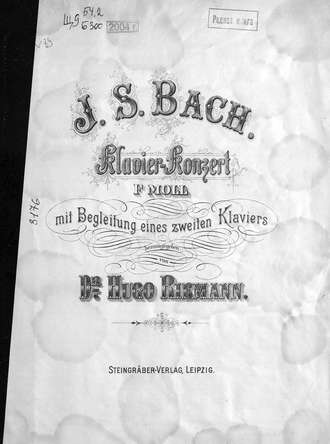 Иоганн Себастьян Бах. Klavier-konzert f-moll mit Begleitung eines zweiten klaviers