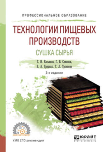 Геннадий Иванович Касьянов. Технологии пищевых производств. Сушка сырья 3-е изд., испр. и доп. Учебное пособие для СПО