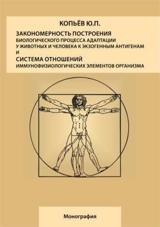 Обложка книги «Закономерность построения биологического процесса адаптации у животных и человека к экзогенным антигенам и естественная система общих физиологических элементов организма: монография»