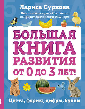 Обложка книги «Большая книга развития от 0 до 3 лет! Цвета, формы, цифры, буквы»