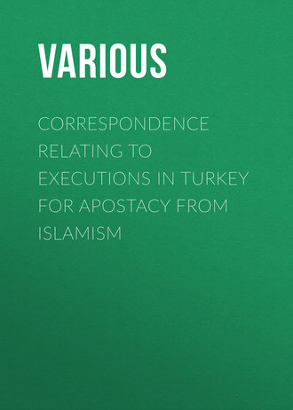 Обложка книги «Correspondence Relating to Executions in Turkey for Apostacy from Islamism»