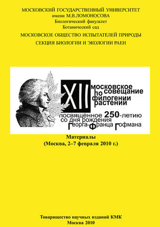 Обложка книги «XII Московское совещание по филогении растений, посвящённое 250-летию со дня рождения Георга-Франца Гофмана: Материалы (Москва, 2–7 февраля 2010 г.)»
