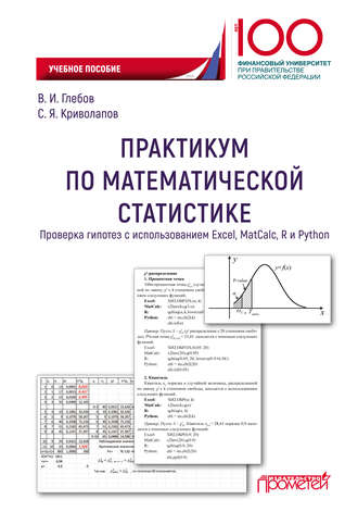 Обложка книги «Практикум по математической статистике. Проверка гипотез с использованием Excel, MatCalc, R и Python»