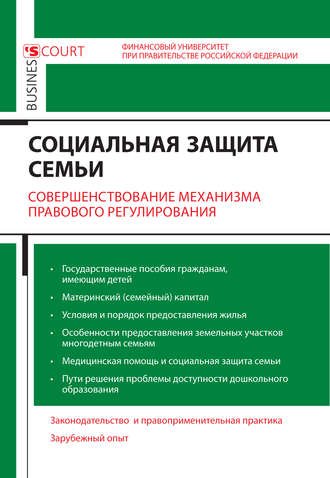 Обложка книги «Социальная защита семьи. Совершенствование механизма правового регулирования»