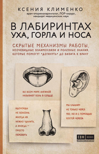 Обложка книги «В лабиринтах уха, горла и носа. Скрытые механизмы работы, неочевидные взаимосвязи и полезные знания, которые помогут «дотянуть» до визита к врачу»