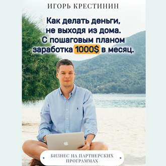 Обложка книги «Как делать деньги, не выходя из дома. С пошаговым планом заработка 1000$ в месяц. Бизнес на партнерских программах»
