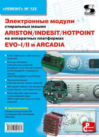 Обложка книги «Электронные модули стиральных машин INDESIT/ARISTON/HOTPOINT на аппаратных платформах EVO-I/II, ARCADIA»