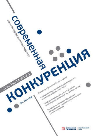 Обложка книги «Современная конкуренция №1 (77) 2020»