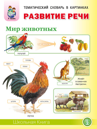 Обложка книги «Развитие речи «Мир животных»: Домашние животные. Дикие животные (звери) средней полосы. Дикие животные (звери) и птицы жарких и холодных стран. Домашние птицы. Дикие птицы средней полосы. Насекомые. Земноводные и пресмыкающиеся. Рыбы»