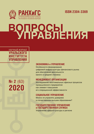 Обложка книги «Вопросы управления №2 (63) 2020»