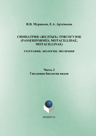 Е. А. Артемьева. Симпатрия «желтых» трясогузок (Passeriformes, Motacillidae, Motacillinae): география, экология, эволюция. Часть 2. Гнездовая биология видов