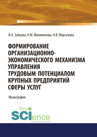Наталья Михайловна Филимонова. Формирование организационно-экономического механизма управления трудовым потенциалом крупных предприятий сферы услуг. (Аспирантура, Бакалавриат, Магистратура, Специалитет). Монография.