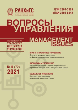 Обложка книги «Вопросы управления №5 (72) 2021»