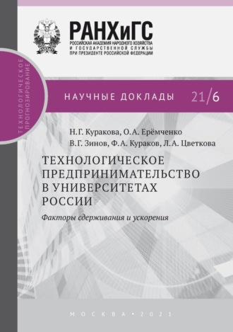 Обложка книги «Технологическое предпринимательство в университетах России. Факторы сдерживания и ускорения»