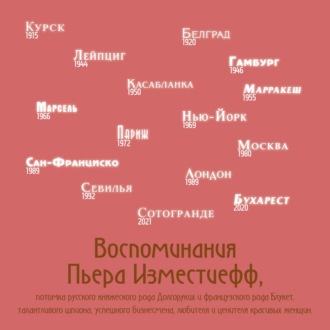 Обложка книги «Воспоминания Пьера Изместиефф, потомка русского княжеского рода Долгоруких и французского рода Блукет, талантливого шпиона, успешного бизнесмена, любителя и ценителя красивых женщин»