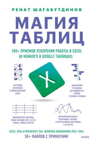 Обложка книги «Магия таблиц. 100+ приемов ускорения работы в Excel (и немного в Google Таблицах)»