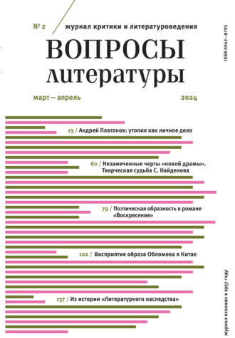 Обложка книги «Вопросы литературы № 2 Март – Апрель 2024»