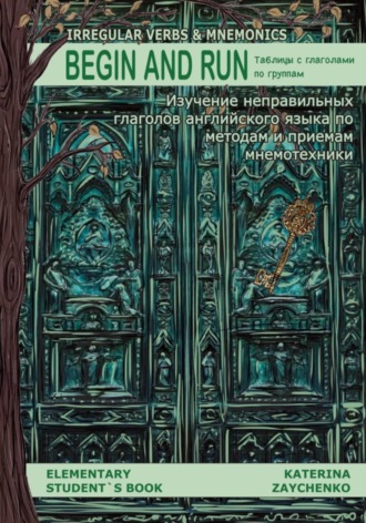 Обложка книги «Irregular Verbs & Mnemonics. Begin and Run. Таблицы с глаголами по группам с картинками для запоминания неправильных глаголов английского языка по методам и приемам мнемотехники»