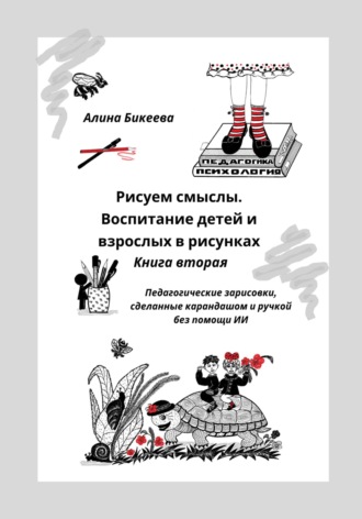 Обложка книги «Рисуем смыслы. Воспитание детей и взрослых в рисунках. Книга вторая. Педагогические зарисовки, сделанные без помощи ИИ»