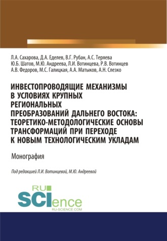 Марина Юрьевна Андреева. Инвестопроводящие механизмы в условиях крупных региональных преобразований Дальнего Востока. Теоретико-методологические основы трансформаций при переходе к новым технологическим укладам. (Аспирантура, Бакалавриат, Магистратура). Монография.