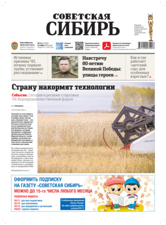 Обложка книги «Газета «Советская Сибирь» №45 (27930) от 06.11.2024»