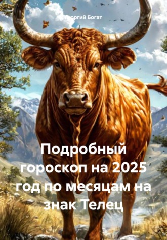 Обложка книги «Подробный гороскоп на 2025 год по месяцам на знак Телец»