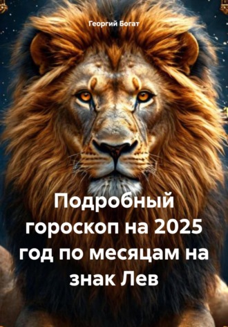 Обложка книги «Подробный гороскоп на 2025 год по месяцам на знак Лев»
