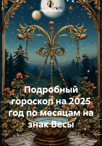 Обложка книги «Подробный гороскоп на 2025 год по месяцам на знак Весы»