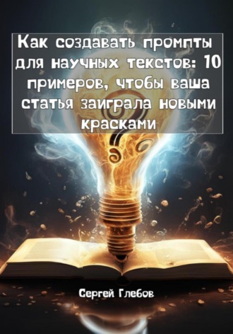 Обложка книги «Как создавать промпты для научных текстов: 10 примеров, чтобы ваша статья заиграла новыми красками»