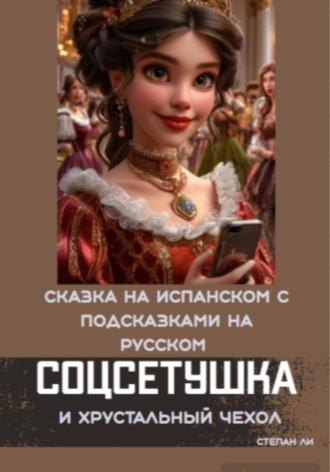 Обложка книги «Сказка на испанском с подсказками на русском «Соцсетушка и хрустальный чехол»»