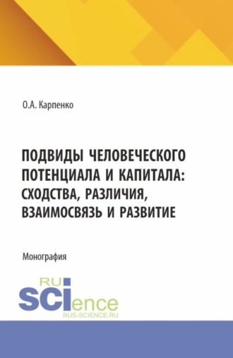 . Подвиды человеческого потенциала и капитала: сходства, различия, взаимосвязь и развитие. (Аспирантура, Магистратура). Монография.