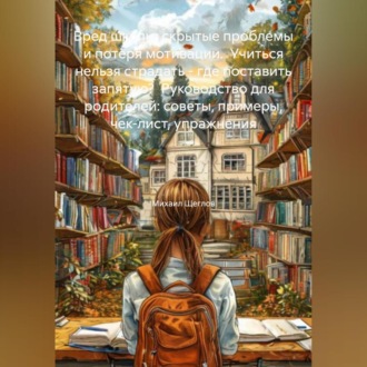Обложка книги «Вред школы: скрытые проблемы и потеря мотивации. Учиться нельзя страдать – где поставить запятую? Руководство для родителей: советы, примеры, чек-лист, упражнения.»