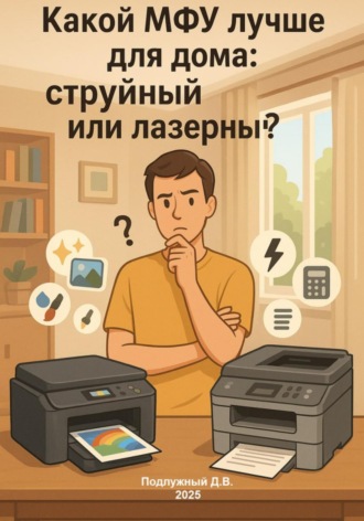 Обложка книги «Какой МФУ лучше для дома: струйный или лазерный? Простое руководство для разумного выбора»