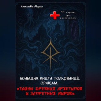 Обложка книги «Книга толкований Оракула «Тайны древних архетипов и запретных миров» и сам Оракул для печати.»