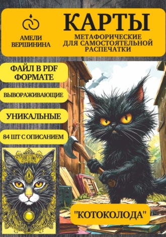 Обложка книги «Котоколода – колода психологическо-метафорических карт для самостоятельной распечатки»