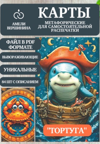 Обложка книги «Тортуга – колода психологическо-метафорических карт для самостоятельной распечатки»