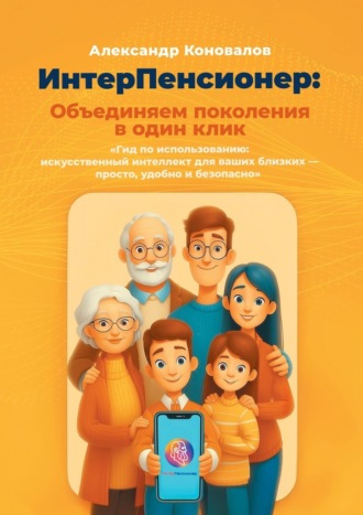 Обложка книги «ИнтерПенсионер: объединяем поколения в один клик. Гид по использованию: искусственный интеллект для ваших близких – просто, удобно и безопасно»