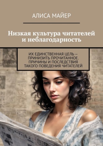 Обложка книги «Низкая культура читателей и неблагодарность. Их единственная цель – принизить прочитанное. Причины и последствия такого поведения читателей»