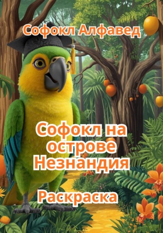 Книжка-раскраска «Попугай Софокл на острове Незнандия». Софокл Алфавед