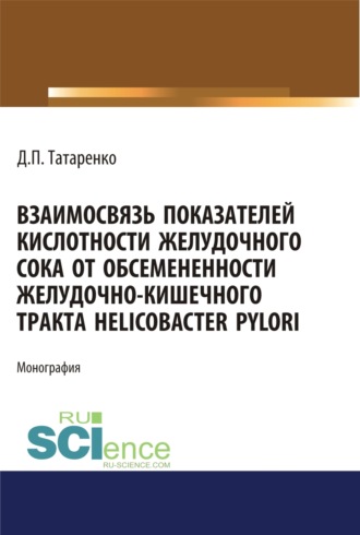Взаимосвязь показателей кислотности желудочного сока от обсеменённости желудочно-кишечного тракта Helicobacter pylori. (Аспирантура, Магистратура). Монография.. 