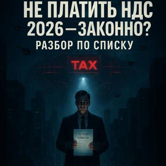 Обложка книги «Не платить НДС в 2026 законно? Разбор по списку»