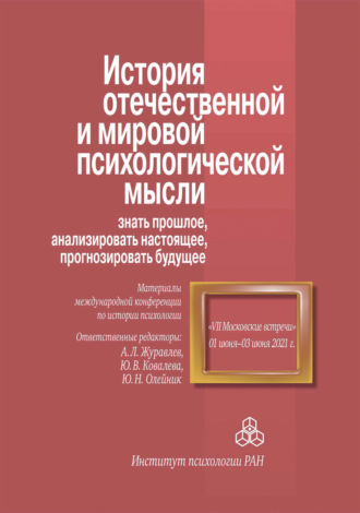Сборник статей. История отечественной и мировой психологической мысли: знать прошлое, анализировать настоящее, прогнозировать будущее. Материалы международной конференции по истории психологии «VII Московские встречи». 1–3 июня 2021 г.
