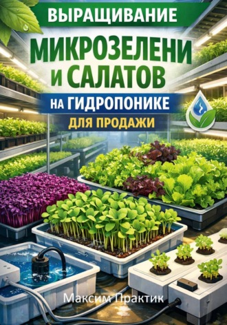 Обложка книги «Выращивание микрозелени и салатов на гидропонике для продажи»